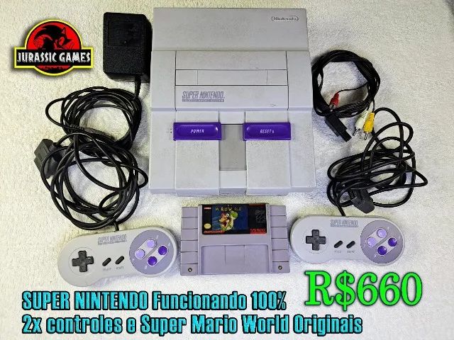 Console Super Nintendo Fat 2 controles Originais + Super Mario World Snes excelente estado