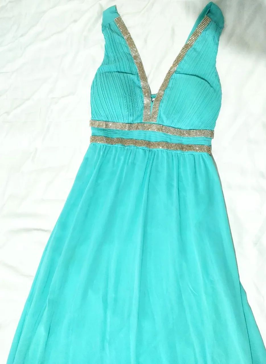 Vestido Festa azul turquesa 