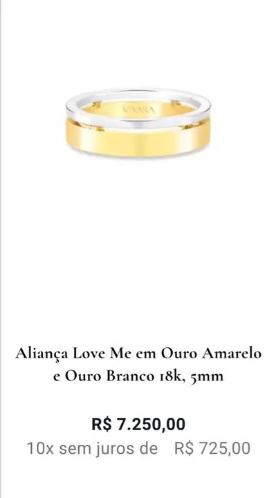 Aliança masculina e feminina da Vivara 