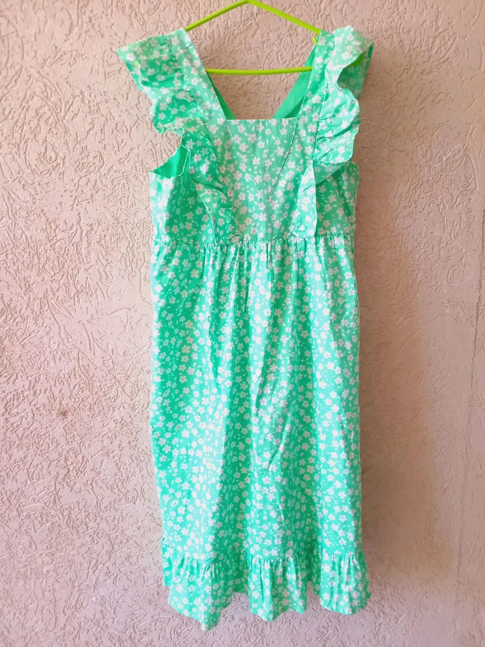 Vestido Verde Floral com Babados