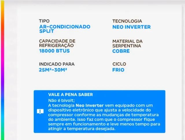 Ar-condicionado Split 18.000 BTUs  - Foto 3