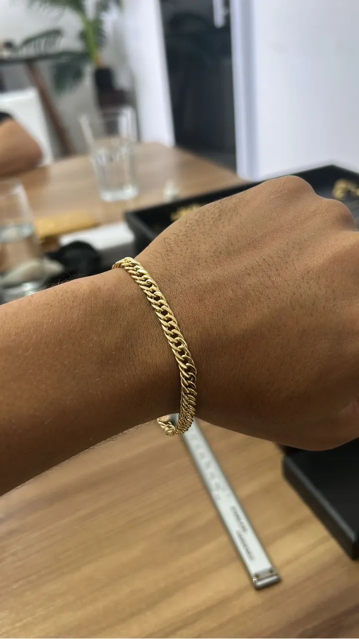 Pulseira grumet dupla ouro 18k nova 
