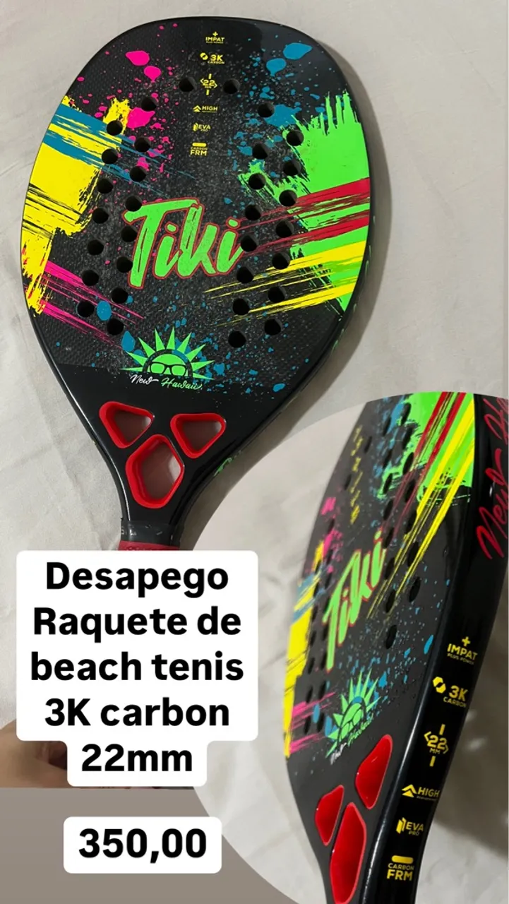 Raquete Beach Tennis 3K Carbon Tiki New Hawaii