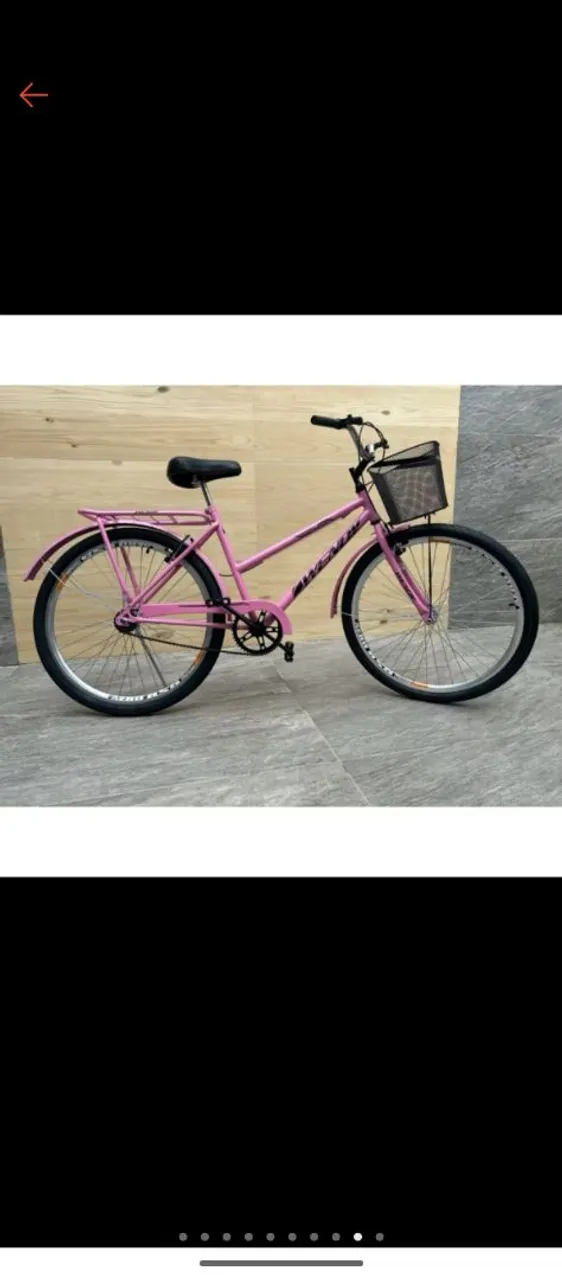 Bicicleta Aro 26 Rosa com Cesta e Bagageiro