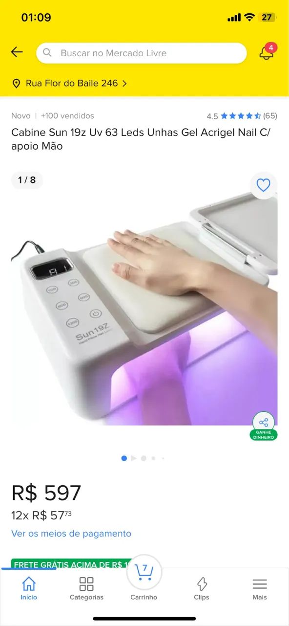 Cabine Sun 19z Uv 63 Leds Unhas Gel Acrigel Nail C/apoio Mão - Foto 4