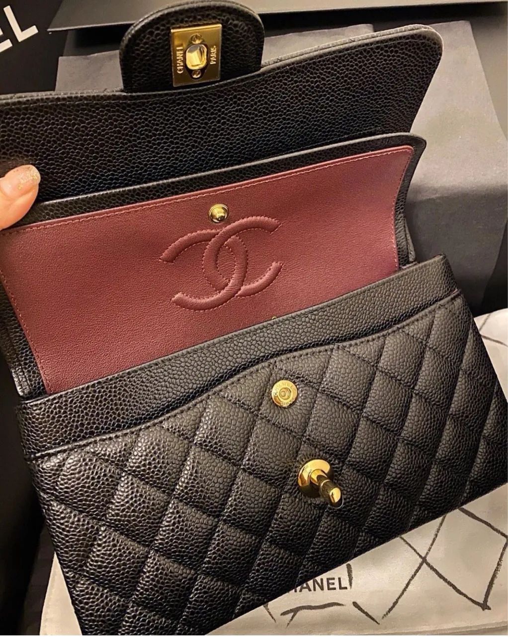 BOLSA CHANEL DOUBLE FLAP CAVIAR ORIGINAL  - Foto 4