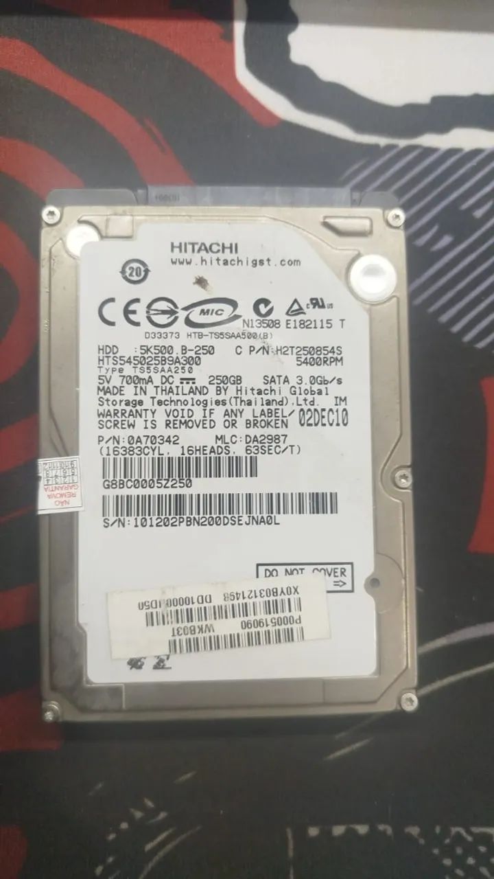 HD 250GB Hitachi 2,5 Notebook