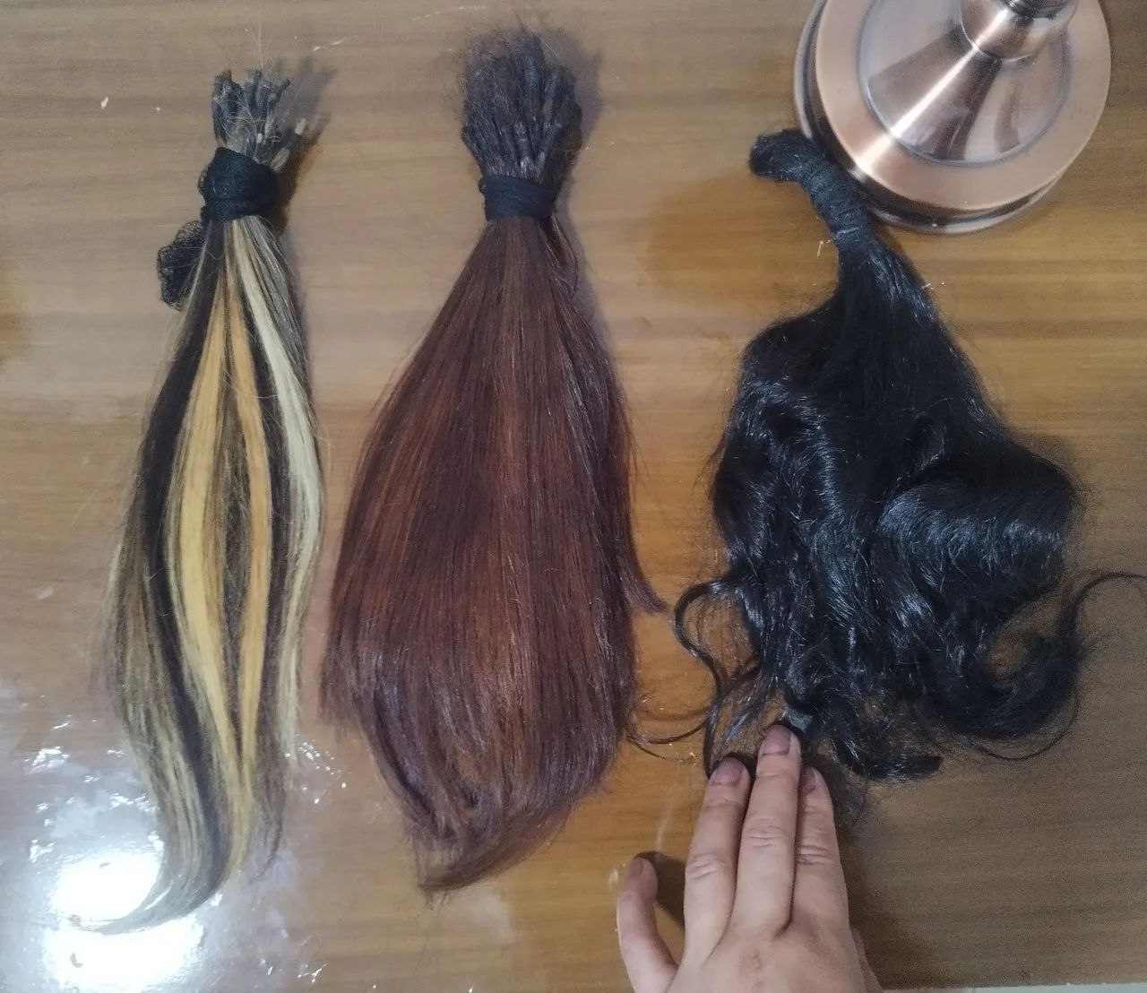 Cabelos brasileiros mesclado, castanhos e preto natural