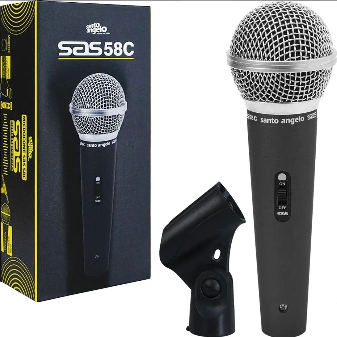 Vende-se microfone c/ fio Santo Ângelo SAS58c - Foto 2