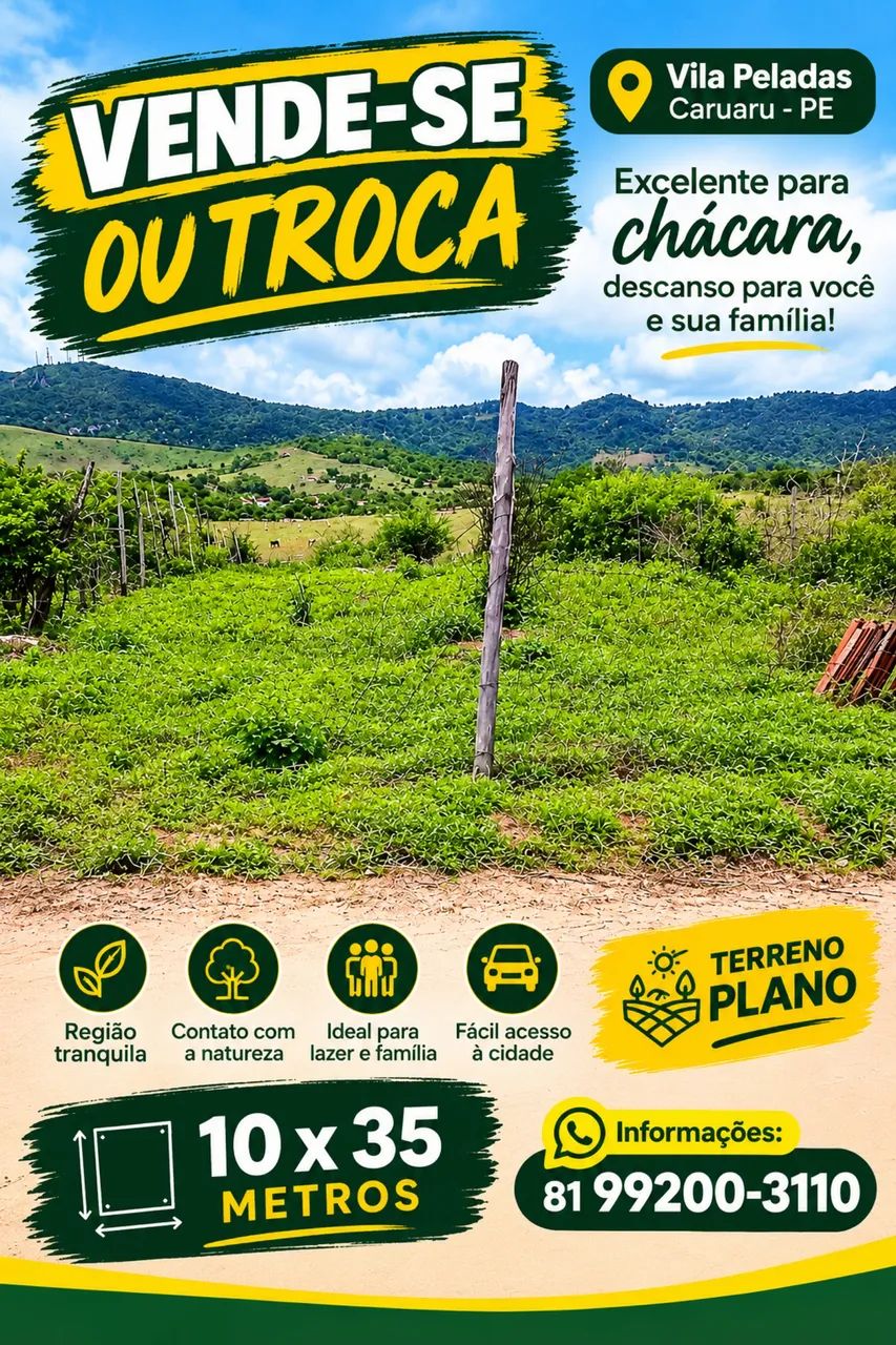TERRENO CARUARU- VILA PELADAS 