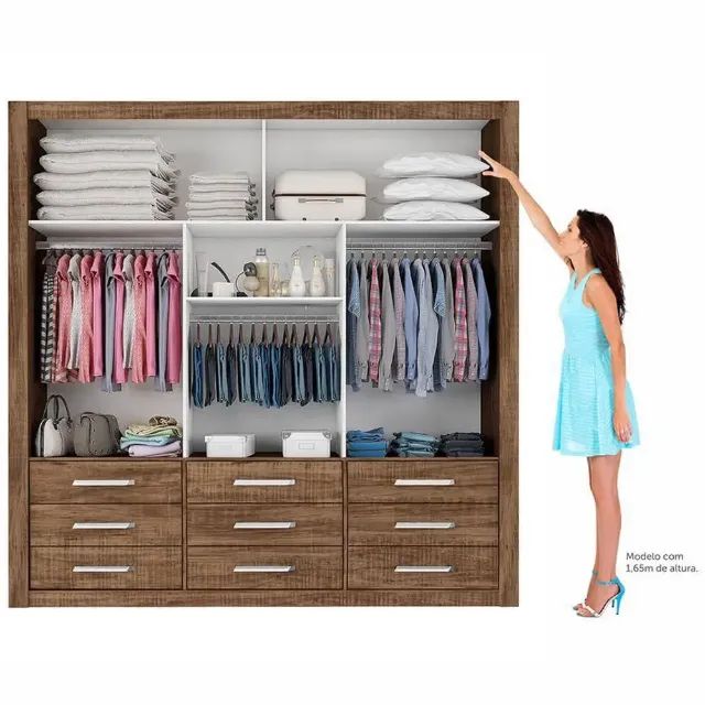Guarda Roupa Casal Anjos 3 Portas 9 Gavetas com Espelho - Foto 4