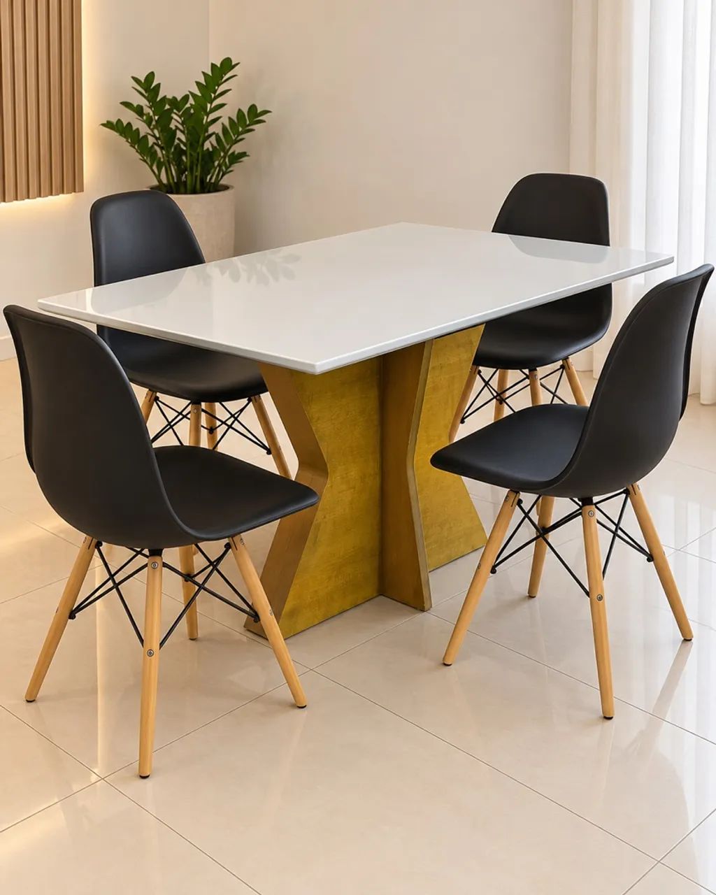 Mesa de jantar + 4 cadeiras | 120x80cm