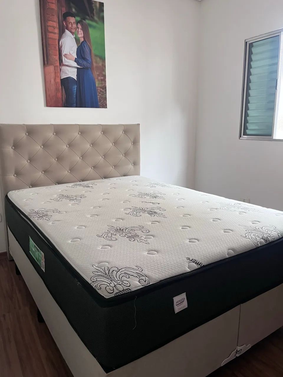 Cama box bipartida com cabeceira, colchão e base - Foto 2