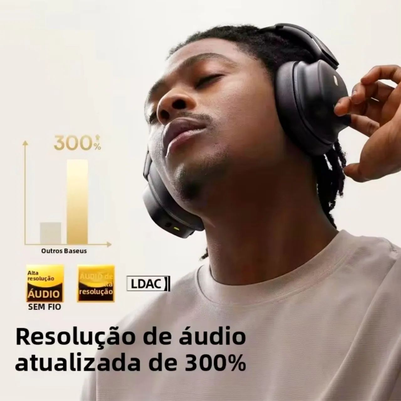 Headset ANC, bluetooth, LDAC, gamre mode, P2 entrega grátis  Baseus Bowie 30 Max