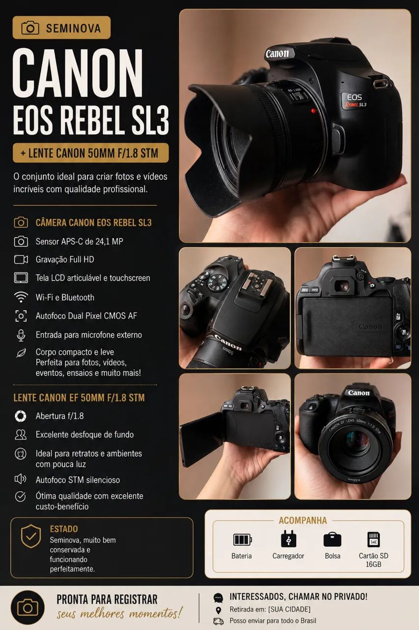 Câmera cânon sl3