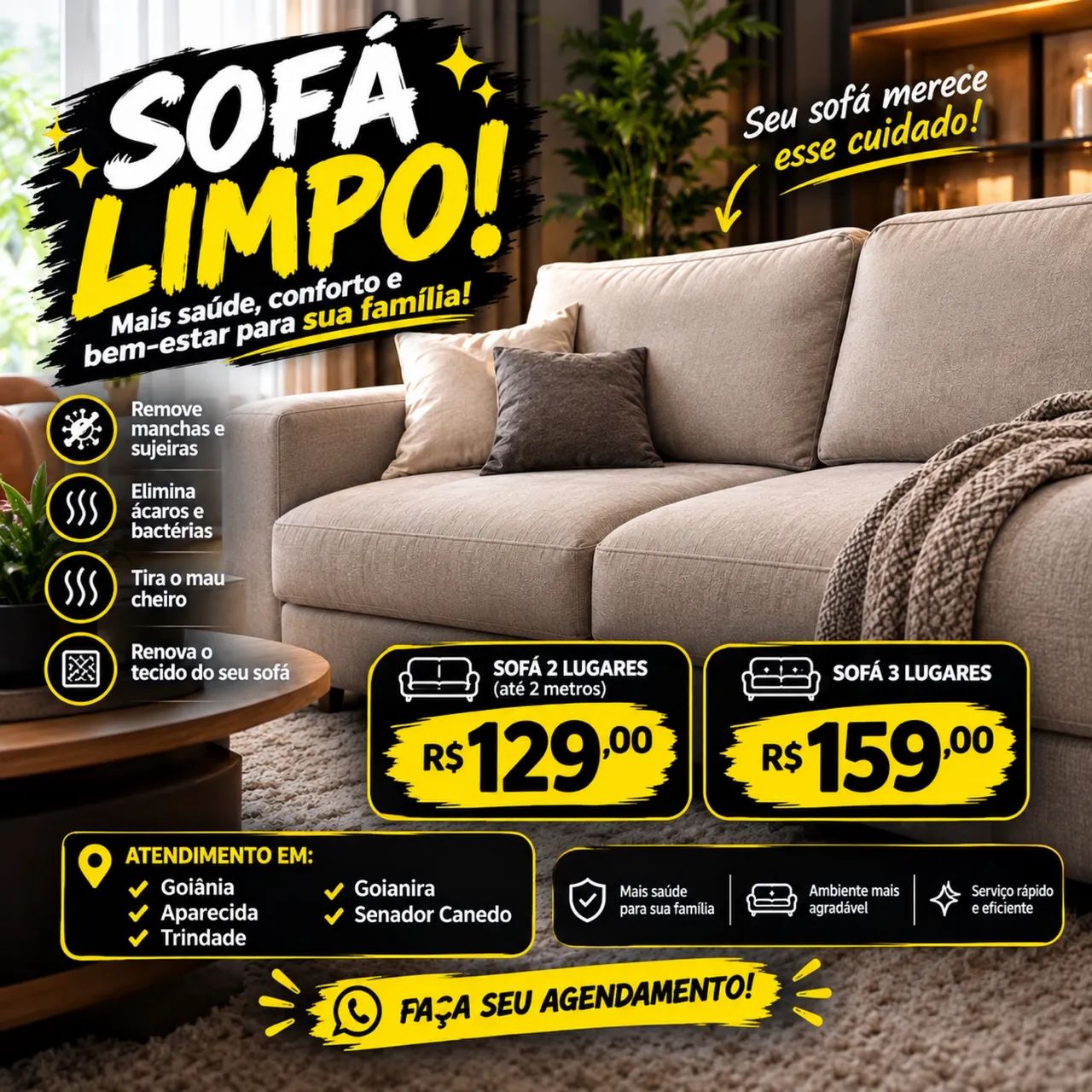 LIMPEZA DE SOFÁ A SECO