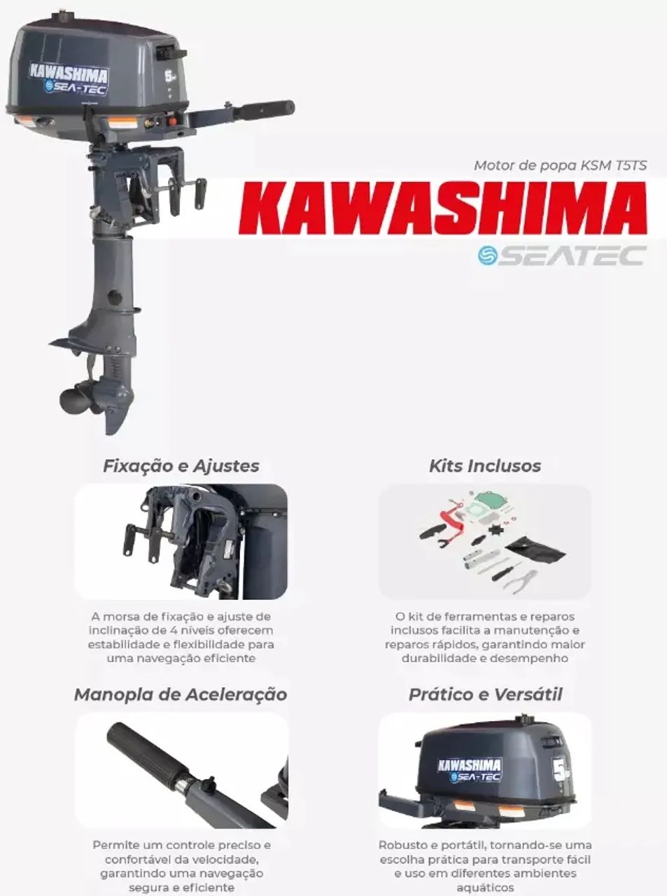 MOTOR POPA 5HP 2 TEMPOS 