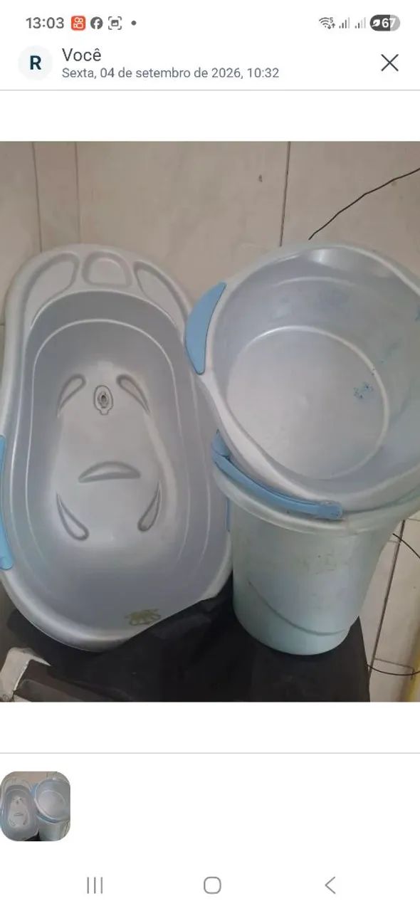 Kit banheira, bacia e balde 