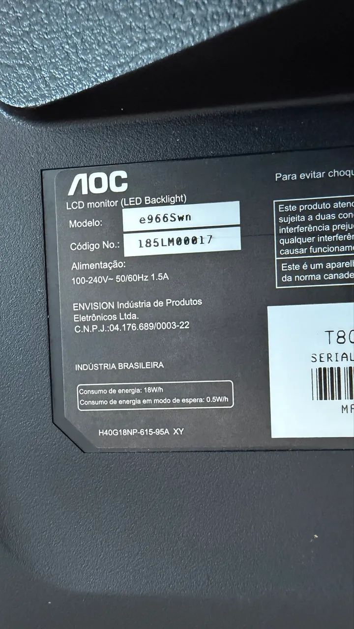 Monitor AOC HD 18.5 Polegadas  - Foto 2