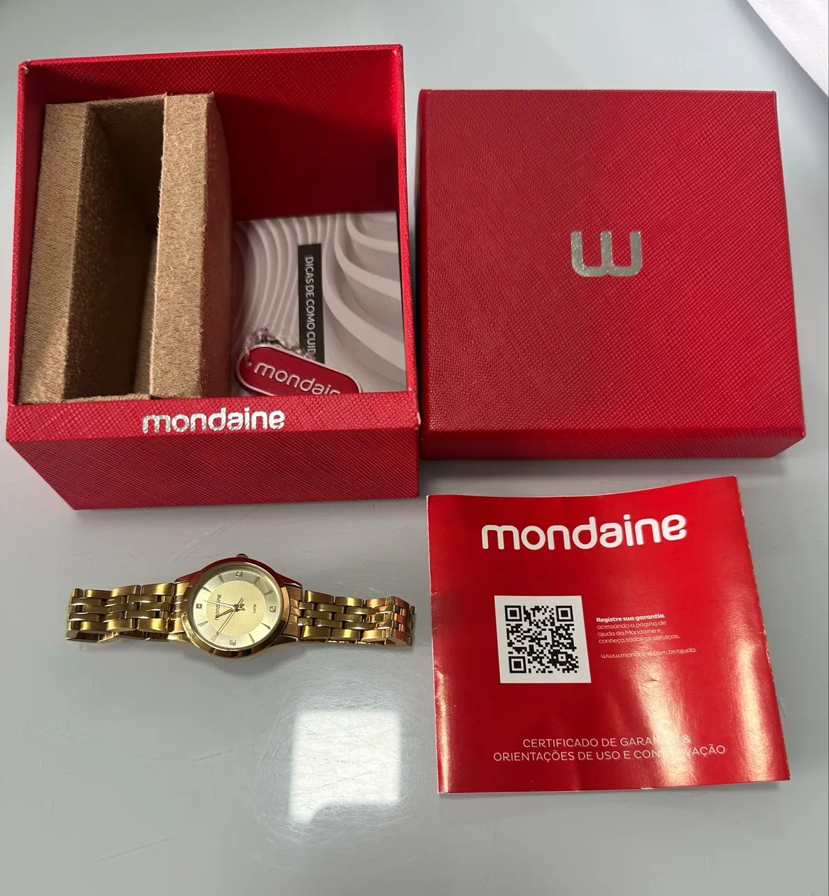 Relógio Mondaine Feminino Original Dourado + Caixa e Certificado