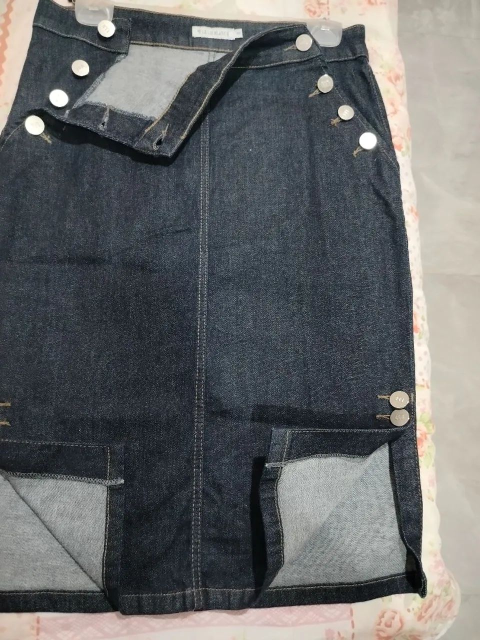 Saia lápis jeans feminina  - Foto 4