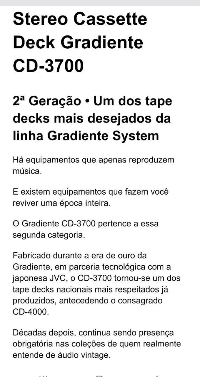 TOCA FITAS - TAPDECK GRADIENTE CD-3700  - Foto 2