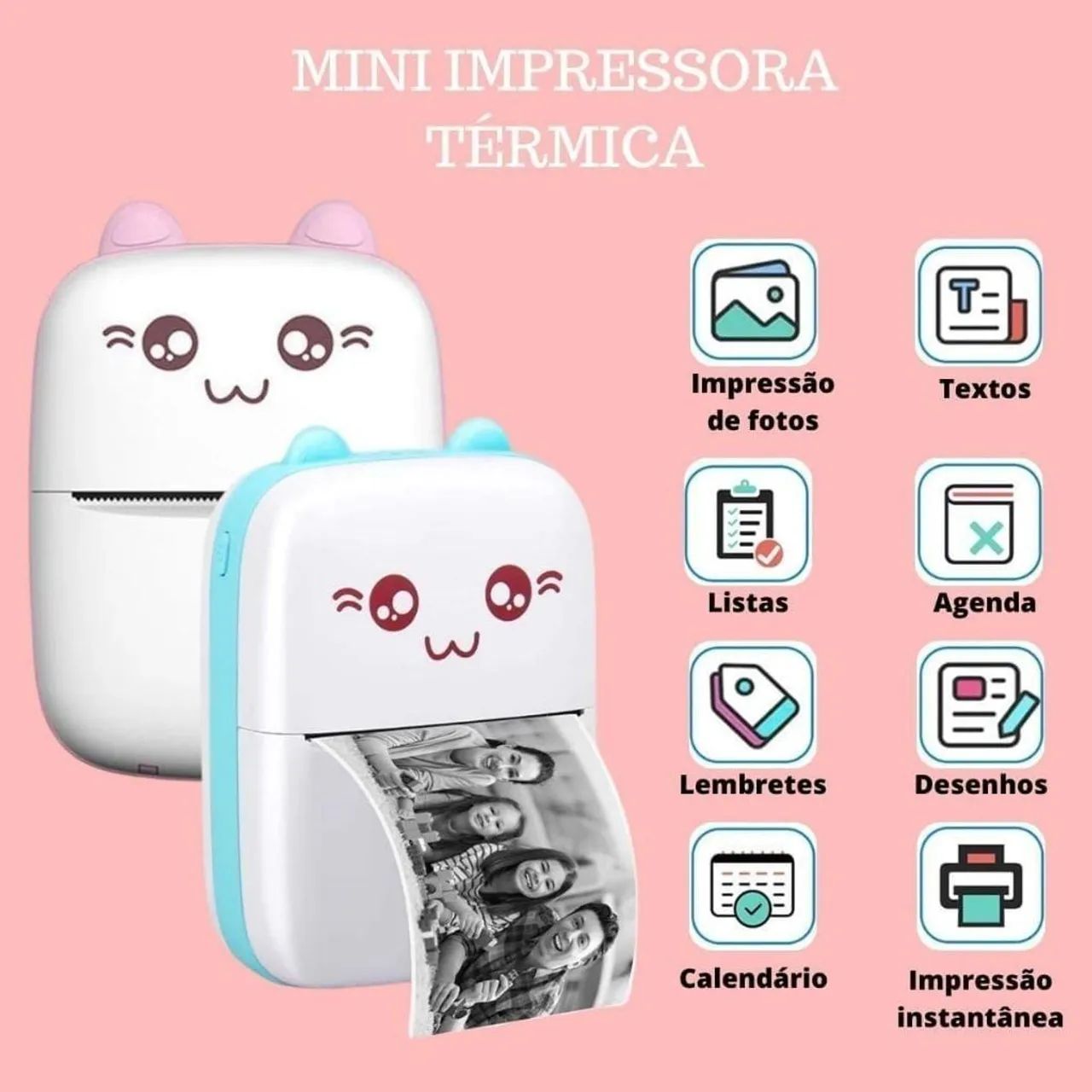 Impressora térmica portátil gatinho