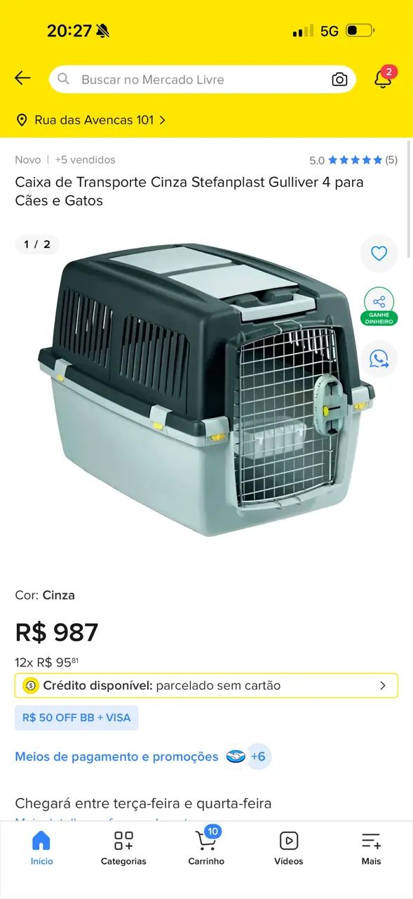Caixa de transporte para pet 