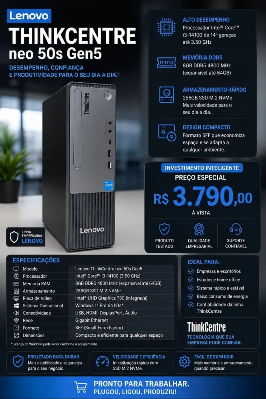 Computador Lenovo Thinkcentre i3 14th