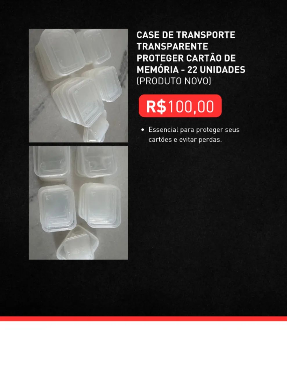 CASE DE TRANSPORTE PROTEGER CARTÃO DE MEMÓRIA - 22 UNIDADES