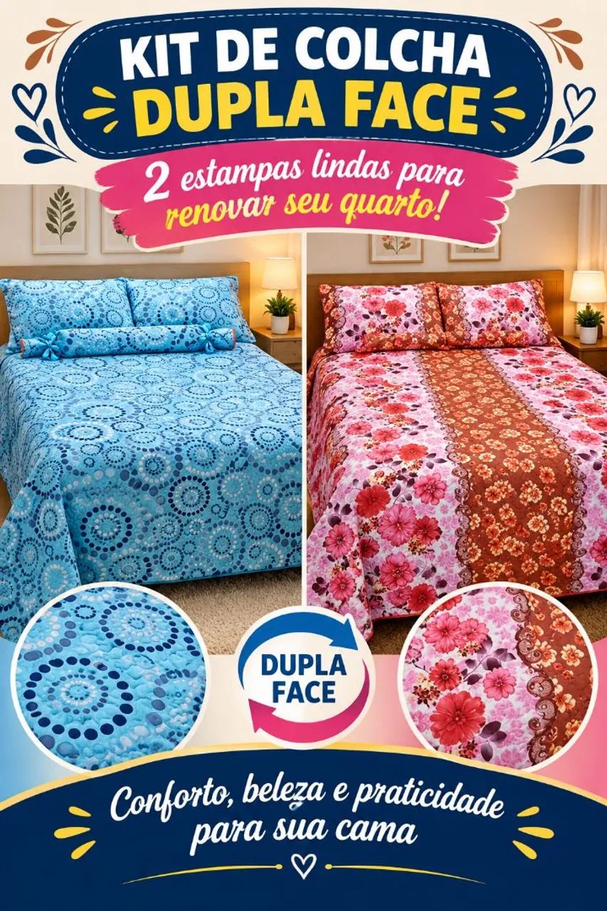 Kit de colcha dupla face