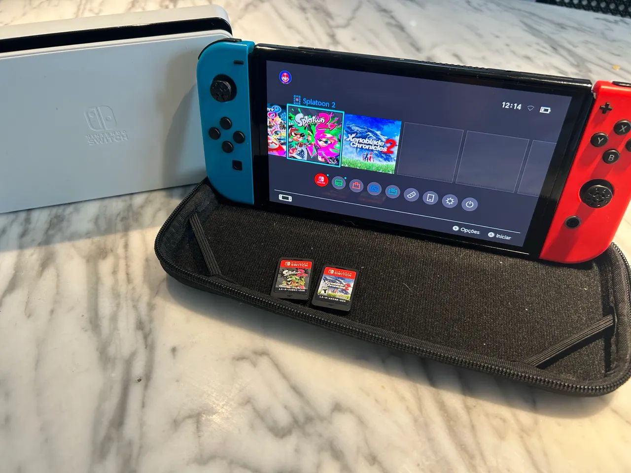 Nintendo Switch OLED 64GB + Dock + 2 Jogos + Case + Cabos - Foto 5