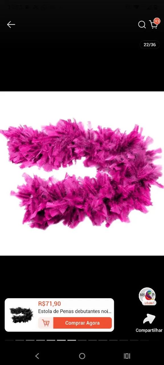 2 Estolas de penas para festas cor pink