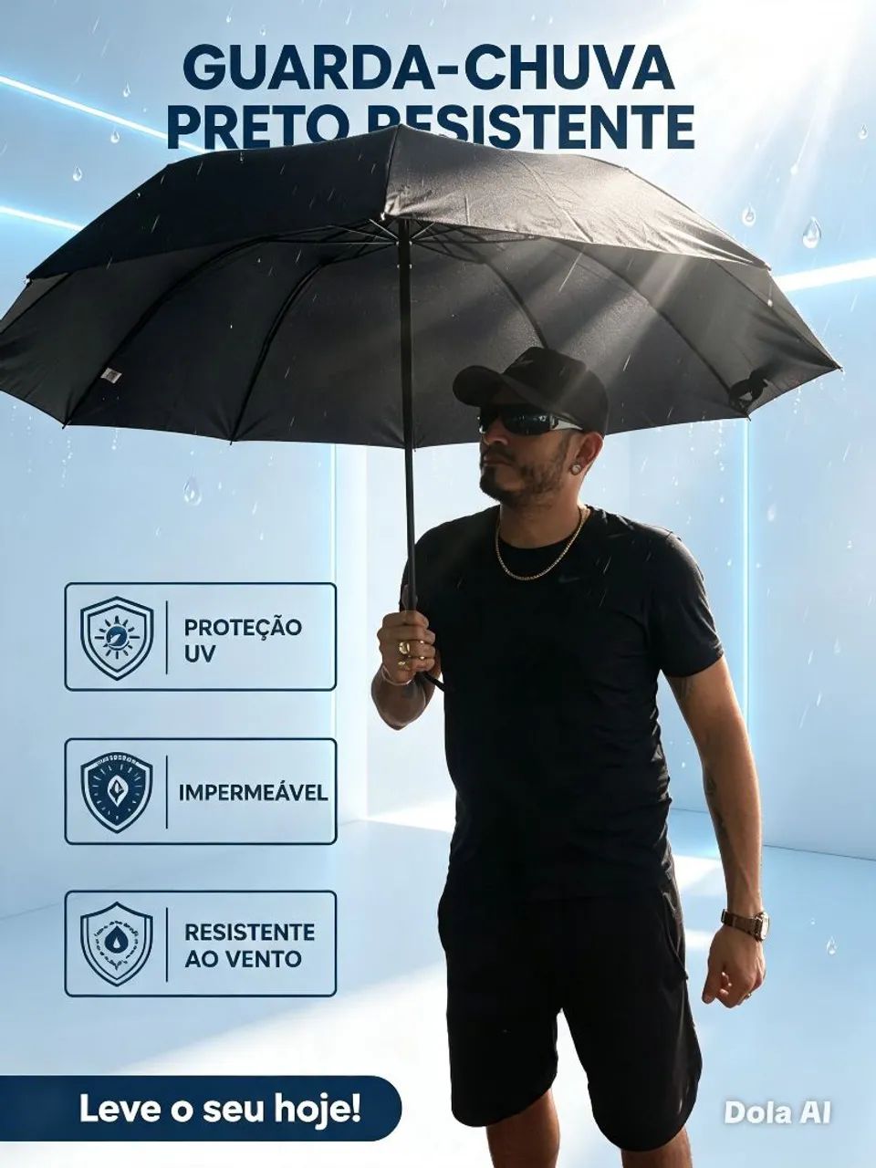 GUARDA CHUVA com proteção UV e resistente a vento  - Foto 2