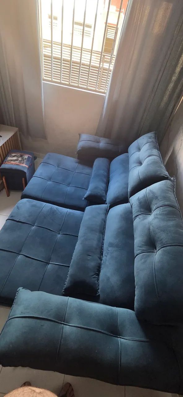 Sofá Retrátil na Cor azul, de 2,30 metros - Foto 4