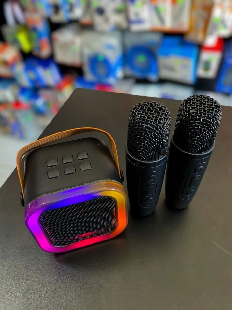 CAIXA DE SOM MINI COM 2 MICROFONES KARAOKÊ <br>?R$ 89,99 - Foto 6