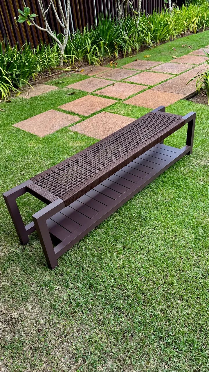 Moveis área externa Banco alumínio ripado corda nautica jardim  - Foto 2