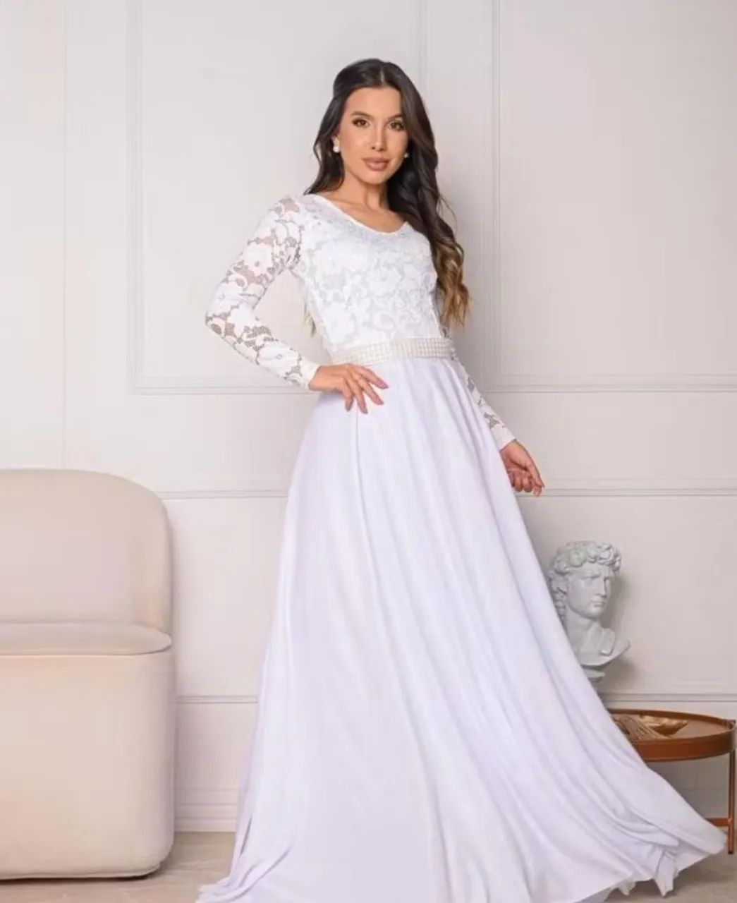 Vestido de casamento - Branco com renda  - Foto 2