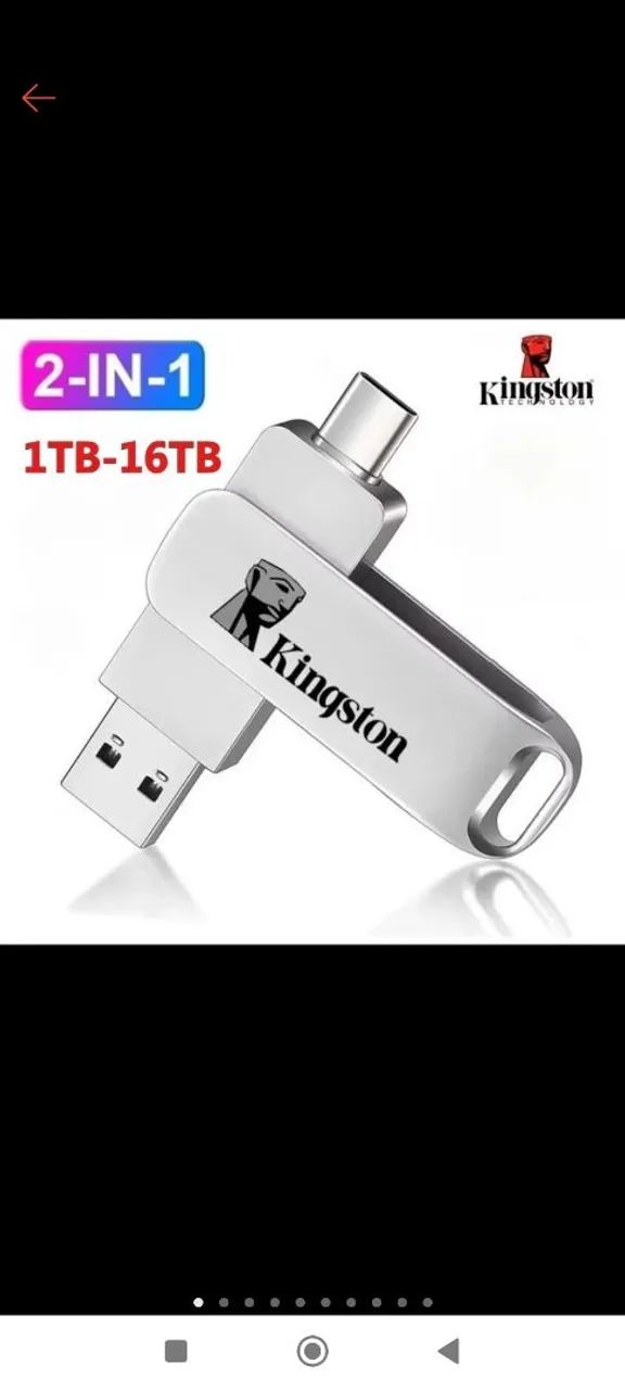 Pen Drive Usb E Tipo C Giratório Kingston 1TB