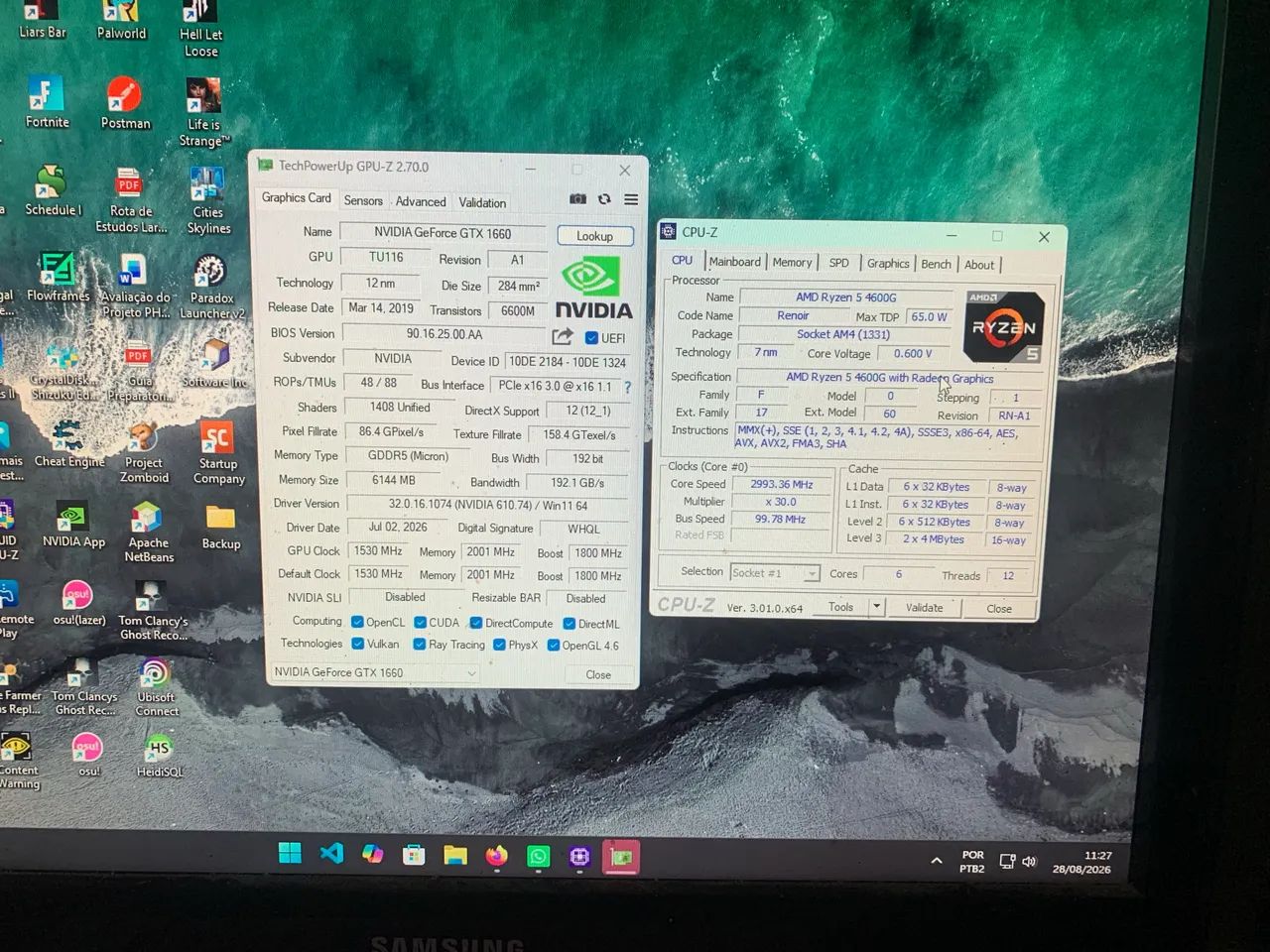 Pc Ryzen 5 4600g + GTX 1660