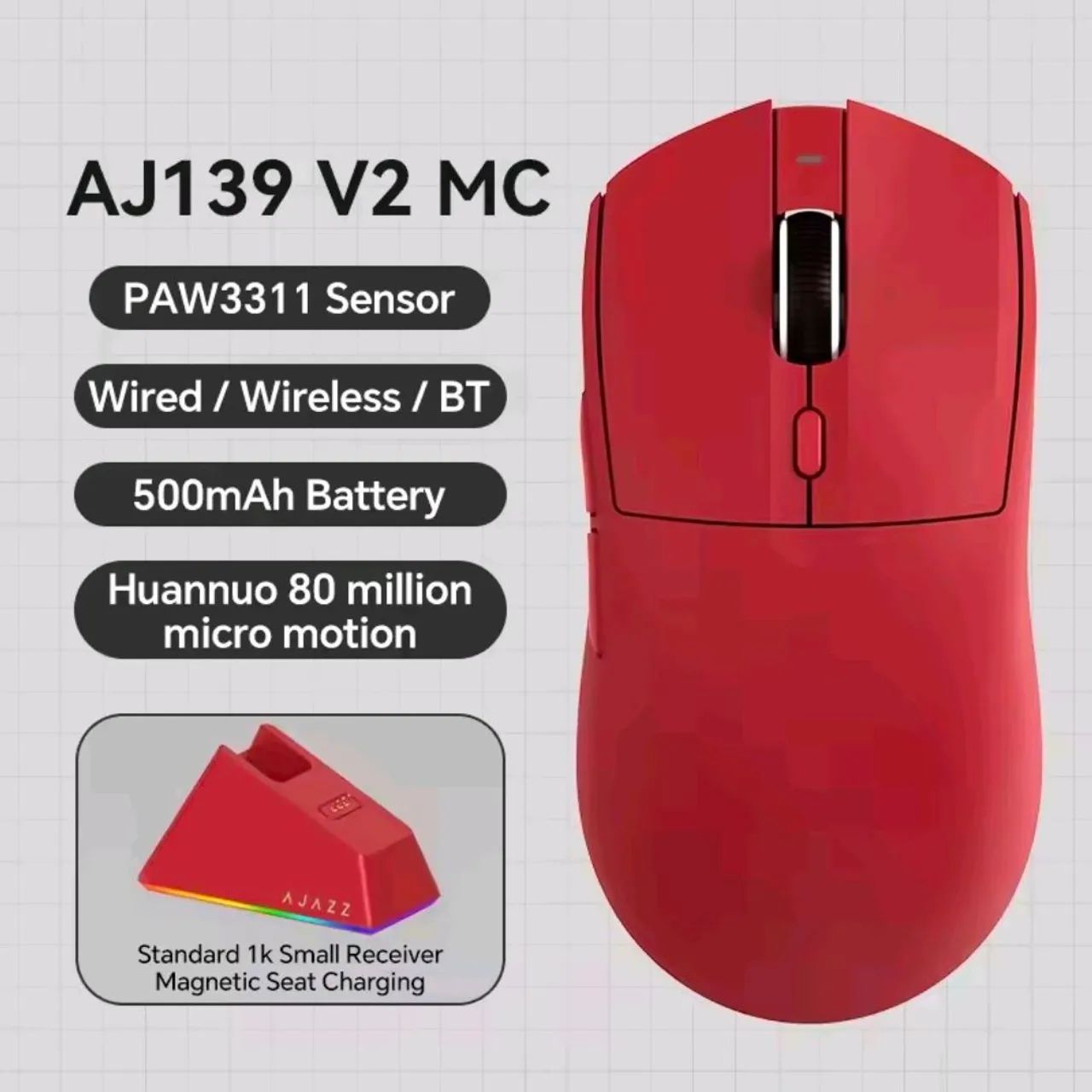 Mouse gamer sem fio Ajazz AJ139 V2