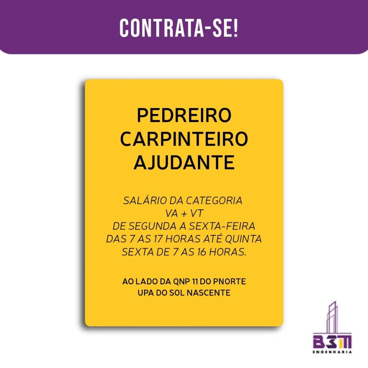 Contrata se Pedreiro Carpinteiro Ajudante