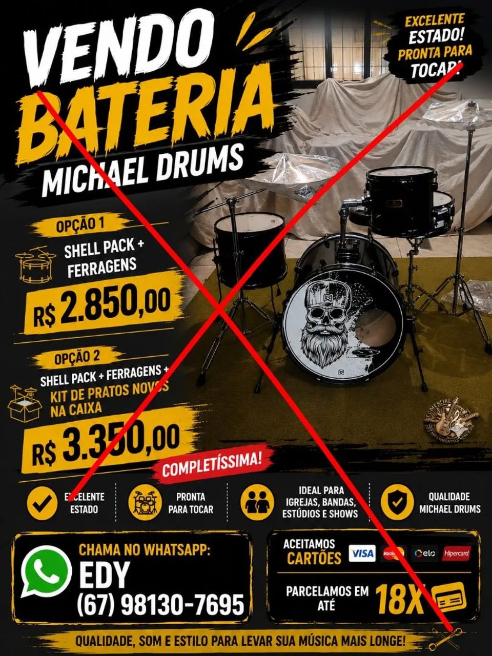 Bateria Michael Drums  - Foto 2