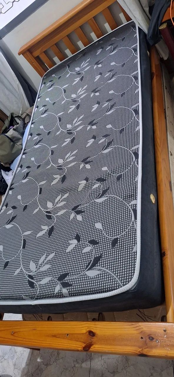 CAMA SOLTEIRO MADEIRA + COLCHÃO 