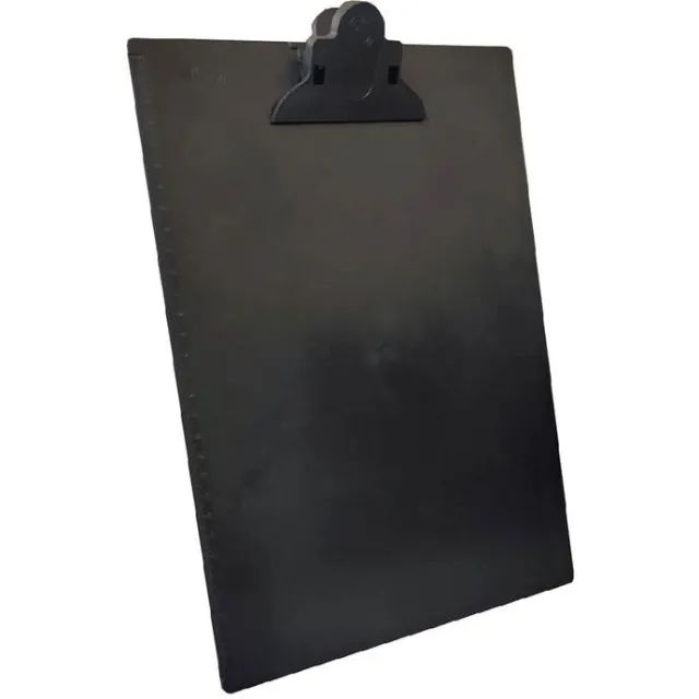 Prancheta Plastica A4 Prendedor Plástico e Régua Lateral Cinza e Preto - Carbrink