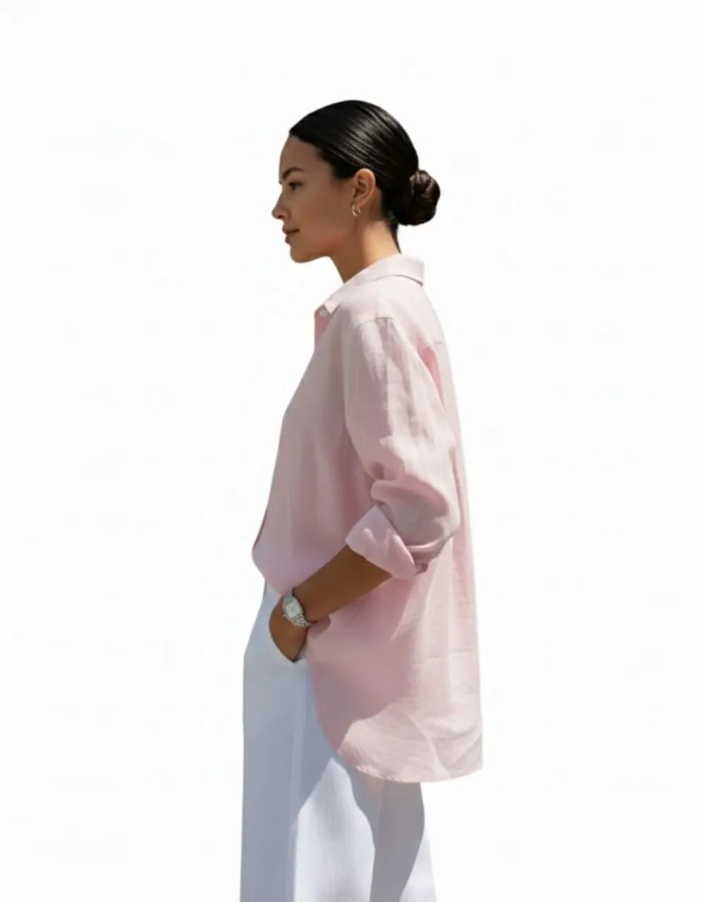 camisa feminina manga longa viscomida rosa bebê - Foto 2