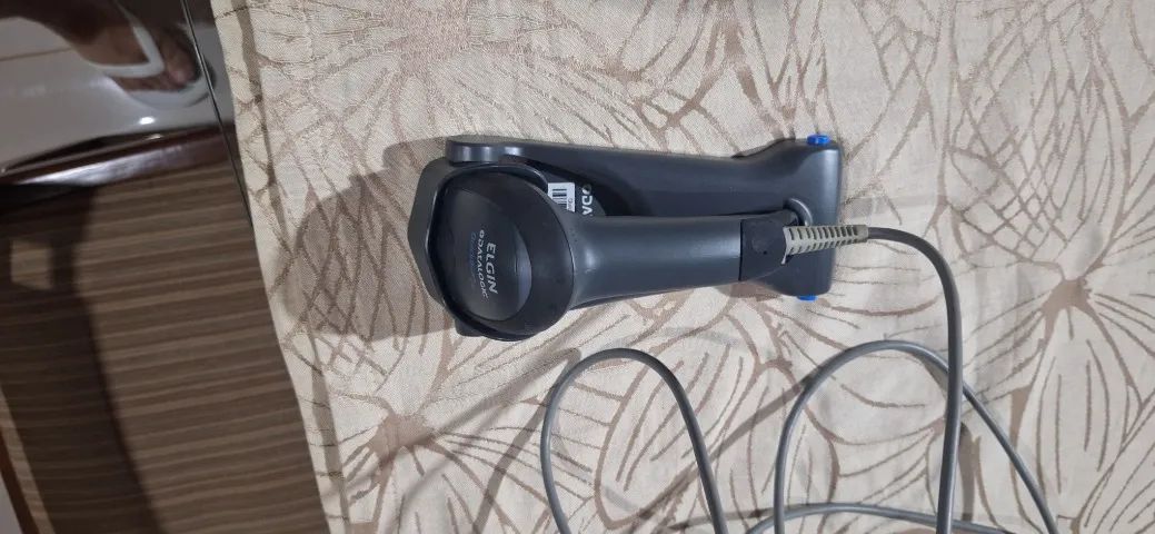 Scanner De Código De Barras Elgin Qw2100 Usb 5v Cinza-escuro Completo Com Base
