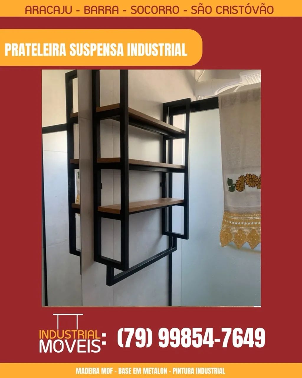 PRATELEIRA SUSPENSA INDUSTRIAL 3 ANDARES 