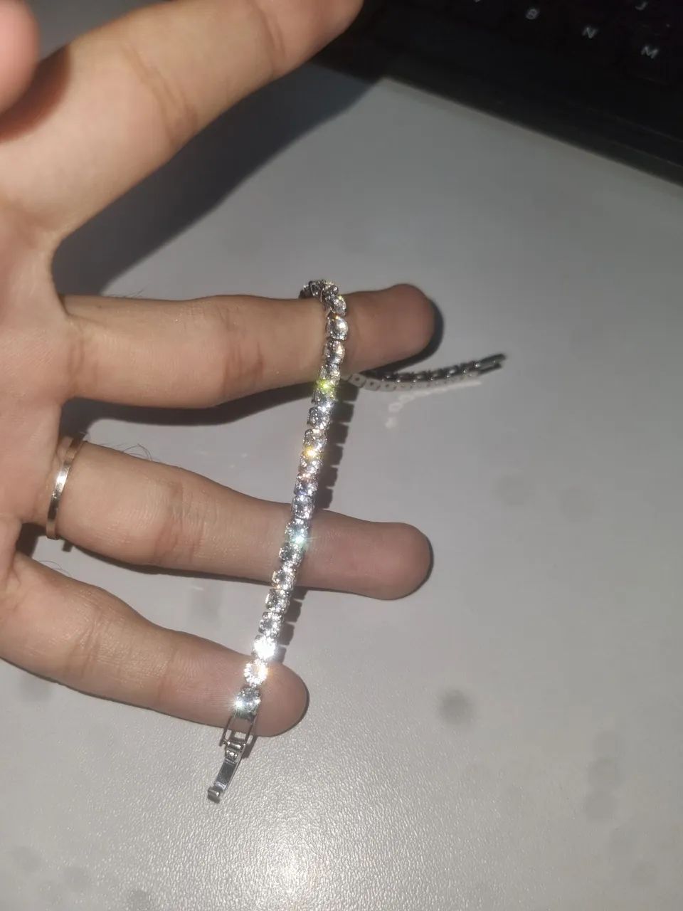 Pulseira Riviera banhada a prata com zirconia 6A