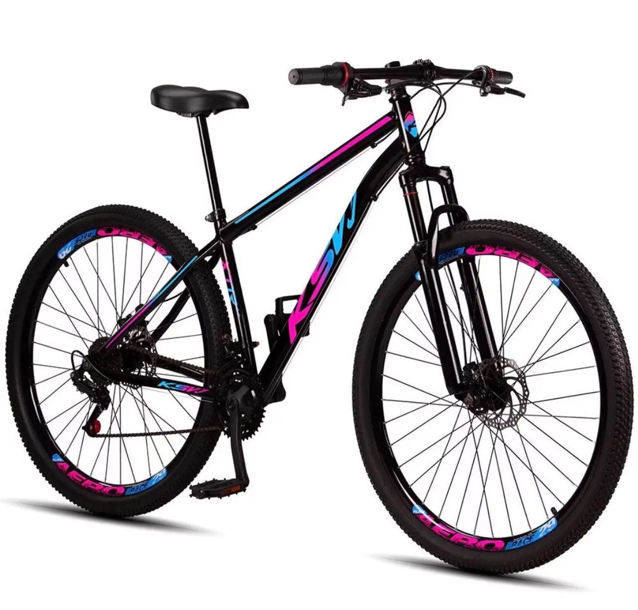 Bicicleta Aro 29 KSW preta e rosa